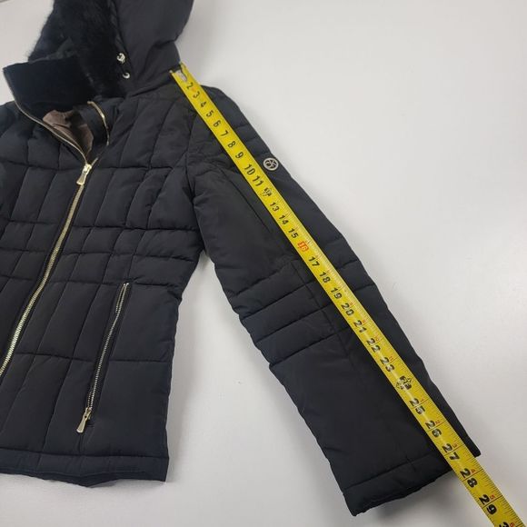 CK Hooded Puffer Jacket Full Zip Faux Fur Size Small - Picture 6 of 9